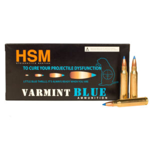 HSM Varmint Blue 5.56 NATO Ammunition 20 Rounds 55 Grain Sierra BlitzKing Blue Polymer Tip Projectile