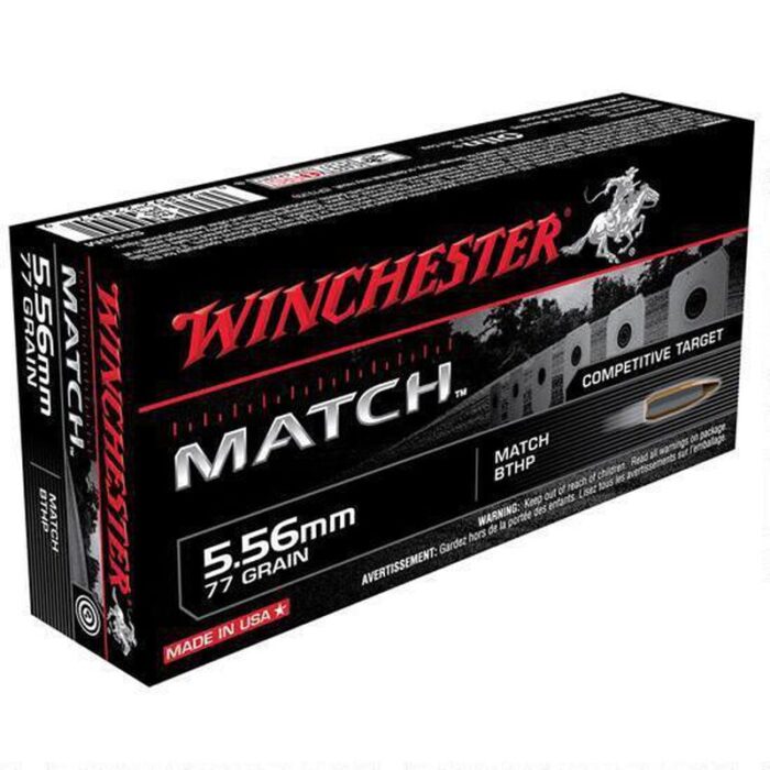 Winchester Match 5.56 NATO Ammunition 200 Rounds, BTHP, 77 Grains