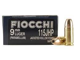 Fiocchi Shooting Dynamics Ammunition 9mm Luger 115 Grain Jacketed Hollow Point Box of 50
