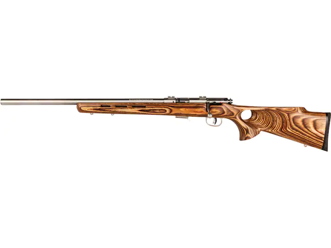 Savage Arms 93R17-BTVLSS Bolt Action Rimfire Rifle 17 Hornady Magnum Rimfire (HMR) 21" Barrel Left Hand Stainless and Brown Thumbhole