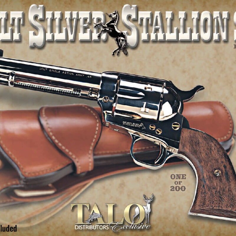 Colt Silver Stallion Single Action Army 45 Colt Revolver with Nickel Finish and 2-Piece Walnut Grip